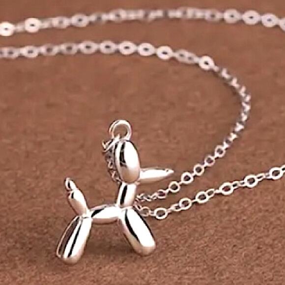 Silver Dog Animal Pendant Necklace Charm